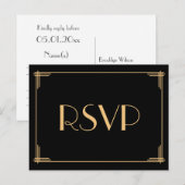 Art Deco Great Gatsby Wedding RSVP-Briefkaarten Uitnodiging Briefkaart (Voorkant / Achterkant)