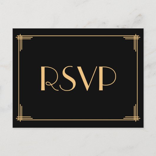 Art Deco Great Gatsby Wedding RSVP-Briefkaarten Uitnodiging Briefkaart (Voorkant)