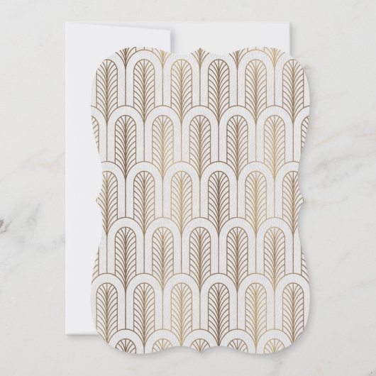 Art Deco Great Gatsby White Gold SWEET 16 Kaart (Achterkant)