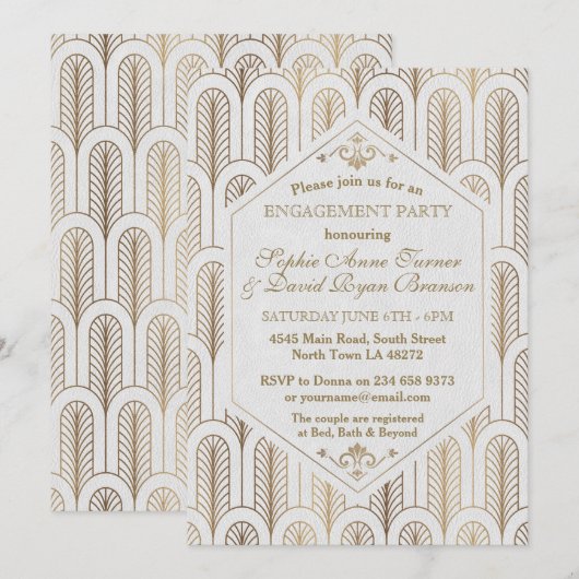 Art Deco Great Gatsby White Gold SWEET 16 Kaart (Voorkant / Achterkant)