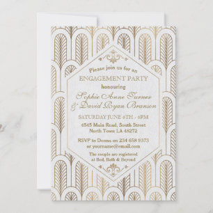 Art Deco Great Gatsby White Gold SWEET 16 Kaart