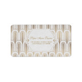 Art Deco Great Gatsby Witgouden Trouwdag Etiket (Voorkant)