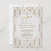 Art Deco Great Gatsby Witte Gouden Ontvangst Kaart (Voorkant)