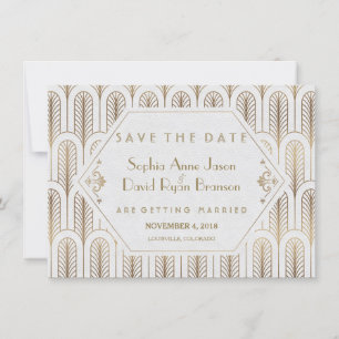 Art Deco Great Gatsby Witte Gouden Save The Date