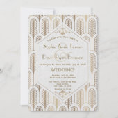 Art Deco Great Gatsby Witte Gouden Trouw Kaart (Voorkant)