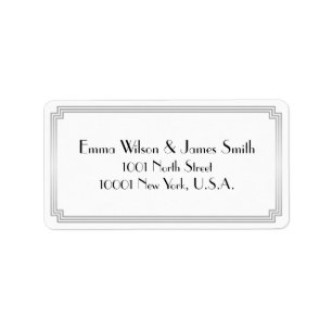 Art Deco Great Gatsby Zilver Witte Adreslabels Etiket