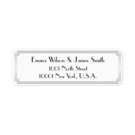 Art Deco Great Gatsby Zilveren Retouradreslabels Etiket (Voorkant)