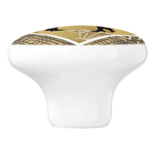 Art Deco Great Gatsby Zwart Gouden Flapper Koppel Keramische Knop (Zijkant)