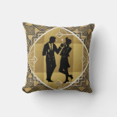 Art Deco Great Gatsby Zwart Gouden Flapper Koppel Kussen (Voorkant)