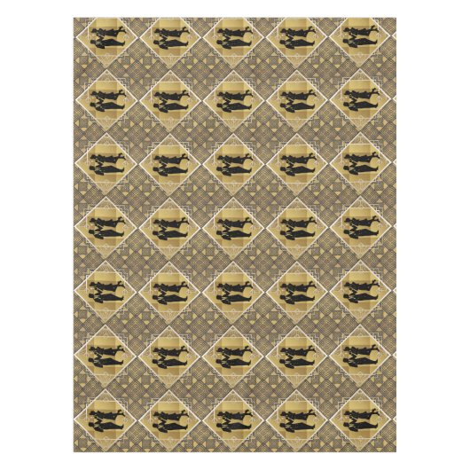 Art Deco Great Gatsby Zwart Gouden Flapper Koppel Tafelkleed (Voorkant)