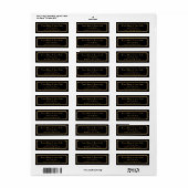 Art Deco Great Gatsby Zwarte Retouradreslabels Etiket (Full Sheet)