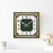 Art Deco Green Elegant Vierkante Klok (Huis)