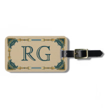 Art Deco Green en Gold Framed Monogram