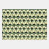 Art Deco Green Leaf Wrapping Paper Flat Sheet Set (Voorkant 3)