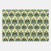 Art Deco Green Leaf Wrapping Paper Flat Sheet Set (Voorkant 2)