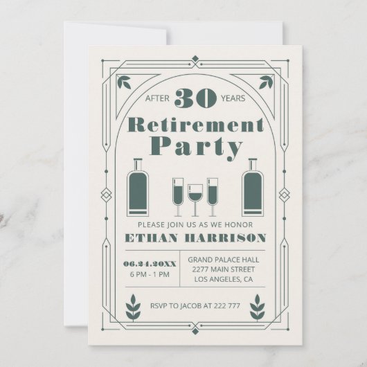 Art Deco Green Lijst Uitnodiging (Voorkant)