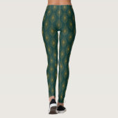 Art Deco Green met gouden Glitter Pattern Leggings (Achterkant)