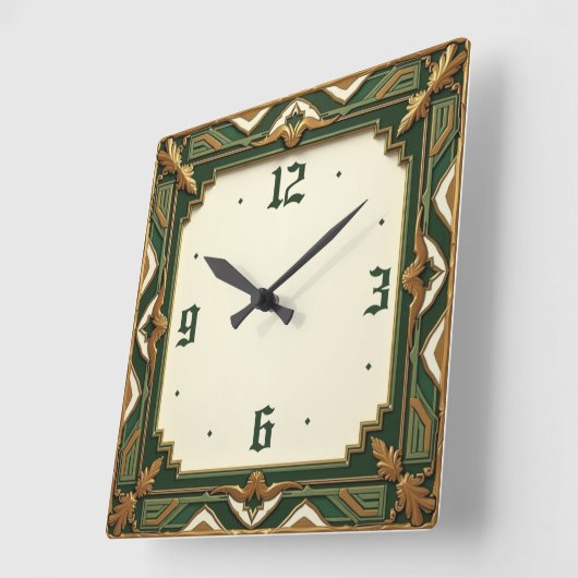 Art Deco Green Vierkante Klok (Hoek)