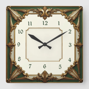 Art Deco Green Vierkante Klok