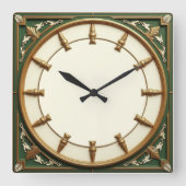 Art Deco Green Vierkante Klok (Voorkant)