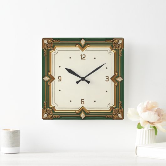 Art Deco Green Vierkante Klok (Huis)