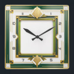 Art Deco Green Vierkante Klok<br><div class="desc">Geweldig klokontwerp. Je zult het leuk vinden als anderen. U kunt dit ontwerp vrij gebruiken voor andere producten die u wilt of om jouw tekst aan te passen en toe te voegen. Volg me voor meer. Met vriendelijke groet. Een leuke dag.</div>