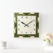 Art Deco Green Vierkante Klok (Huis)
