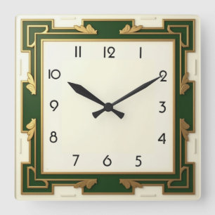 Art Deco Green Vierkante Klok
