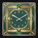 Art Deco Green Vierkante Klok<br><div class="desc">Geweldig klokontwerp. Je zult het leuk vinden als anderen. U kunt dit ontwerp vrij gebruiken voor andere producten die u wilt of om jouw tekst aan te passen en toe te voegen. Volg me voor meer. Met vriendelijke groet. Een leuke dag.</div>