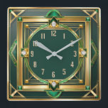 Art Deco Green Vierkante Klok<br><div class="desc">Geweldig klokontwerp. Je zult het leuk vinden als anderen. U kunt dit ontwerp vrij gebruiken voor andere producten die u wilt of om jouw tekst aan te passen en toe te voegen. Volg me voor meer. Met vriendelijke groet. Een leuke dag.</div>