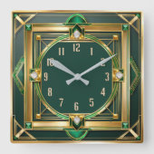 Art Deco Green Vierkante Klok (Voorkant)