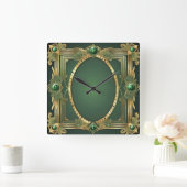 Art Deco Green Vierkante Klok (Huis)