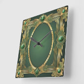 Art Deco Green Vierkante Klok (Hoek)