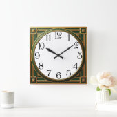Art Deco Green Vierkante Klok (Huis)