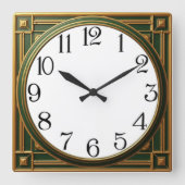 Art Deco Green Vierkante Klok (Voorkant)