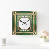 Art Deco Green Vierkante Klok (Huis)
