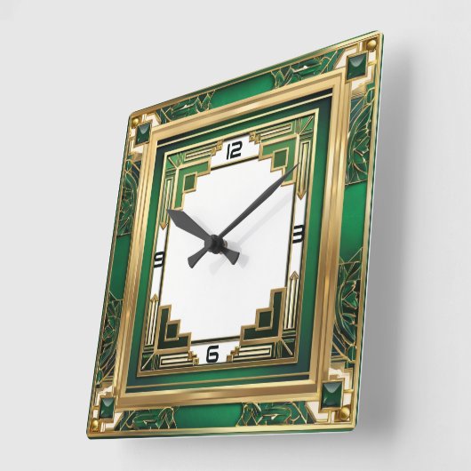 Art Deco Green Vierkante Klok (Hoek)