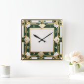Art Deco Green Vierkante Klok (Huis)