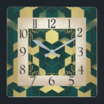 Art Deco Green Vierkante Klok<br><div class="desc">Geweldig klokontwerp. Je zult het leuk vinden als anderen. U kunt dit ontwerp vrij gebruiken voor andere producten die u wilt of om jouw tekst aan te passen en toe te voegen. Volg me voor meer. Dank je. Een leuke dag.</div>