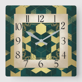 Art Deco Green Vierkante Klok