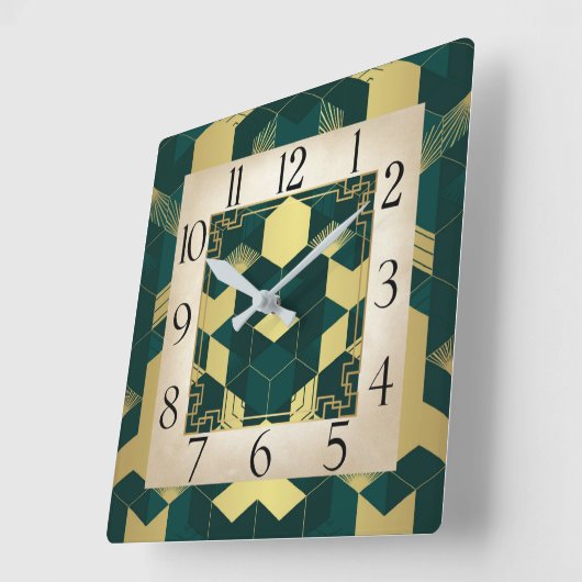 Art Deco Green Vierkante Klok (Hoek)