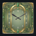 Art Deco Green Vierkante Klok<br><div class="desc">Geweldig klokontwerp. Je zult het leuk vinden als anderen. U kunt dit ontwerp vrij gebruiken voor andere producten die u wilt of om jouw tekst aan te passen en toe te voegen. Volg me voor meer. Met vriendelijke groet. Een leuke dag.</div>