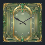 Art Deco Green Vierkante Klok<br><div class="desc">Geweldig klokontwerp. Je zult het leuk vinden als anderen. U kunt dit ontwerp vrij gebruiken voor andere producten die u wilt of om jouw tekst aan te passen en toe te voegen. Volg me voor meer. Met vriendelijke groet. Een leuke dag.</div>
