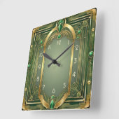 Art Deco Green Vierkante Klok (Hoek)