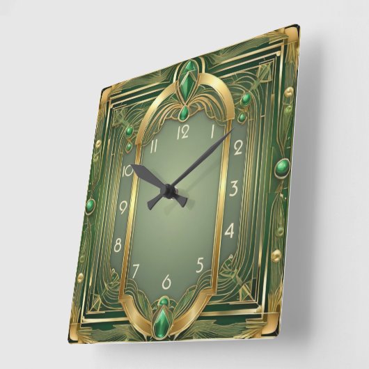 Art Deco Green Vierkante Klok (Hoek)