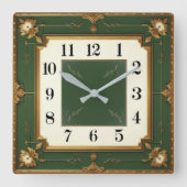 Art Deco Green Vierkante Klok (Voorkant)