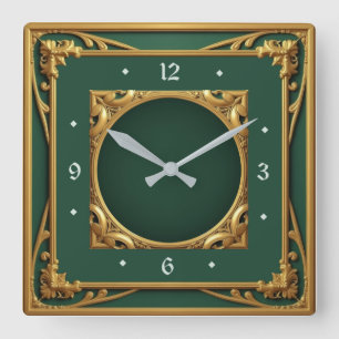 Art Deco Green Vierkante Klok