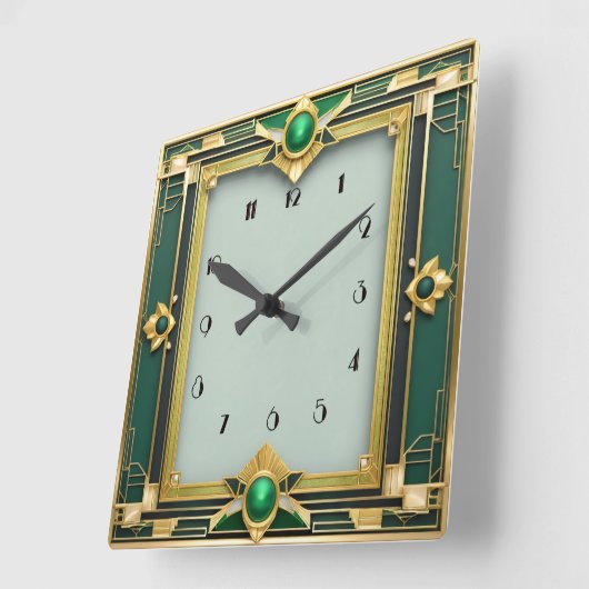 Art Deco Green Vierkante Klok (Hoek)