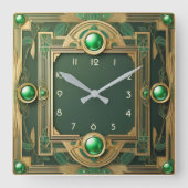 Art Deco Green Vierkante Klok (Voorkant)