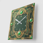 Art Deco Green Vierkante Klok (Hoek)